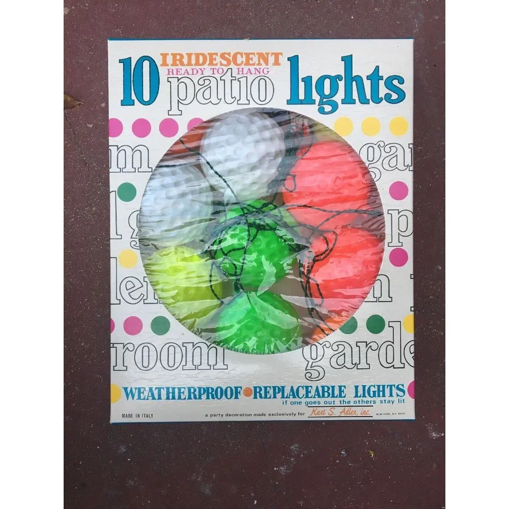 VTG Kurt S. Adler Golf Ball Party Patio‎ Lights 10 Lights Bright Waterproof 80s
